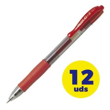 Pilot Bolígrafo de Tinta de Gel G-2 Retráctil Rojo (Set de 12)